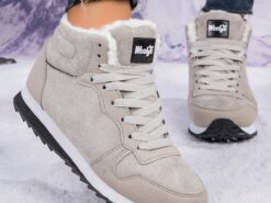 Women's Faux Suede Winter Sneakers with Plush Lining - Casual Warm Lace-Up Shoes for Cold Weather 2025 - TheIslandCowGirl