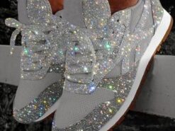 Women's Silver Glitter Sneakers Mesh Lace-Up with Comfortable Sole 2025 - TheIslandCowGirl