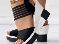 Women's Black Wedge Sandals with Strappy - Fashionable Summer Footwear for Casual and Evening Wear 2025 - TheIslandCowGirl