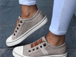 Women's Casual Slip-On Canvas Sneakers – Lightweight and Breathable Low-Top Shoes with Multicolor Striped Accent 2025 - TheIslandCowGirl