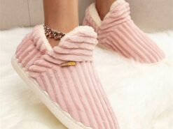 Women's Pink Plush Indoor Slippers with Fleece Lining – Cozy Non-Slip Winter House Shoes for Home Comfort 2025 - TheIslandCowGirl