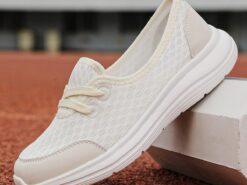 Women's Sneakers Mesh Sneakers Breathable Mesh Lace Flat Spoty Loafer Shoes White Pink Purple 2025 - TheIslandCowGirl
