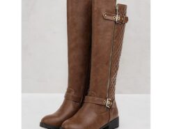 Women's Black Riding Knee-High Boots with Quilted Back and Gold Zipper – Stylish Equestrian-Inspired Winter Footwear 2025 - TheIslandCowGirl