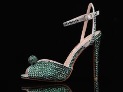Women's Rhinestone Embellished Stiletto Heel Sandals with Ankle Strap - Sparkling Party Wedding Shoes 2025 - TheIslandCowGirl
