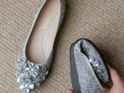 Women's Foldable Crystal Floral Embellished Wedding Flats - Comfortable Lightweight Travel Ballet Shoes 2025 - TheIslandCowGirl