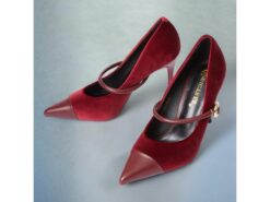 Women's Burgundy Velvet Pointed Toe Stiletto Heels – Elegant High Heels with Gold Buckle for Formal and Evening Wear 2025 - TheIslandCowGirl