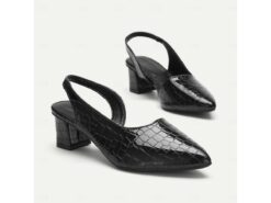 Women's Black and Brown Crocodile Print Pointed Toe Heels - Elegant Leather Pumps for Professional and Evening Wear 2025 - TheIslandCowGirl