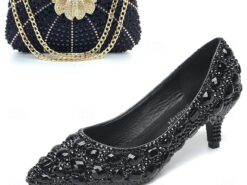 Women's Wedding Shoes Dress Shoes Wedding Party Star Bridal Shoes Bridesmaid Shoes Shoes And Bags Matching Sets Rhinestone Crystal Sequin Low Heel Sti - TheIslandCowGirl
