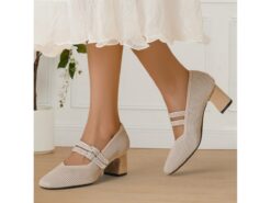 Breathable Fly-knit Mary Jane Pumps with Double Buckle Detail and Chunky Heel, Elegant Style for Women, Ideal for Work, Events and Formal Occasions 2025 - TheIslandCowGirl