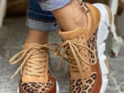 Women's Leopard Print Sneakers - Casual Lace-Up Athletic Shoes with Chunky Sole for Stylish Everyday Wear 2025 - TheIslandCowGirl