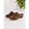 Women's Vintage Brown Leather Clogs with Studded Accents and Buckle Detail - Perfect for Casual and Retro Style Outfits 2025 - TheIslandCowGirl