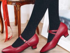 Women's Heels Pumps Slip-Ons Mary Jane Vintage Shoes Comfort Shoes Party Outdoor Daily Kitten Heel Round Toe Elegant Vintage Fashion Leather Cowhide B - TheIslandCowGirl