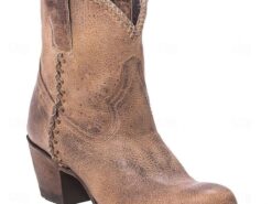 Men's Vintage Brown Faux Leather Ankle Western Boots - Distressed Finish with Braided Details, Comfortable Block Heel for Casual and Outdoor Wear 2025 - TheIslandCowGirl