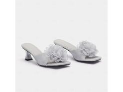 Women's Floral Embellished Slide Sandals - Elegant Open-Toe High Heel Mules for Weddings and Special Occasions 2025 - TheIslandCowGirl
