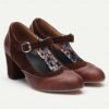 Women's Vintage Brown Mary Jane Heels - Retro Chunky Heel Pumps for Office and Casual Wear 2025 - TheIslandCowGirl