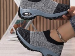 Women's Slip-On Air Cushion Walking Shoes - Breathable Knitted Athletic Sneakers for Comfort and Support, Ideal for Daily Use and Fitness Activities 2 - TheIslandCowGirl