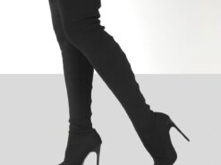 Women's Over-the-Knee Stiletto Boots with Stretch Fabric, Sleek Thigh-High Style for Evening Wear and Club Outfits 2025 - TheIslandCowGirl