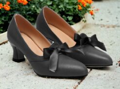 Women's Heels Pumps Ladies Shoes Valentines Gifts Handmade Shoes Vintage Shoes Party Outdoor Valentine's Day Bowknot Kitten Heel Round Toe Elegant Vin - TheIslandCowGirl