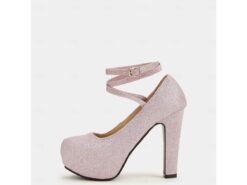 Women's Pink Glitter Platform Heels with Ankle Strap – Sparkling High Heel Pumps for Parties, Weddings, and Special Events 2025 - TheIslandCowGirl