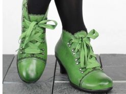 Women's Victorian Green Lace-Up Ankle Boots - Perfect for Vintage Themed Events and Unique Everyday Style 2025 - TheIslandCowGirl