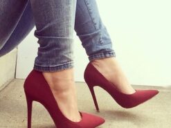 Women's Heels Pumps Valentines Gifts Stilettos High Heels Daily Solid Colored Stiletto Heel Pointed Toe Basic Casual Walking PU Loafer Wine Black / Re - TheIslandCowGirl