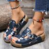 Women's Floral Embroidered Slip-On Clogs with Buckle Detail and Wedge Heel - Comfortable Vintage Casual Shoes 2025 - TheIslandCowGirl
