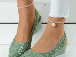 Women's Vintage-Style Floral Wedge Sandals – Comfortable Slip-On Shoes with 3D Rose Design for Casual Summer Outings 2025 - TheIslandCowGirl