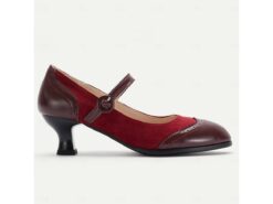 Vintage-Inspired Burgundy & Brown Leather Mary Jane Heels for Women, Perfect for Work and Special Occasions 2025 - TheIslandCowGirl