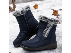 Women's Navy Winter Snow Boots with Faux Fur Lining – Waterproof, Anti-Slip Warm Ankle Boots 2025 - TheIslandCowGirl