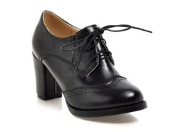 Women's Vintage Oxford Heels – Lace-Up Brogue Chunky Heel Dress Shoes for Work, Office, and Casual Wear 2025 - TheIslandCowGirl