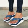 Women's Denim Wedge Flip-Flop Sandals – Stylish Casual Beachwear with Comfort Sole and Metal Accent 2025 - TheIslandCowGirl