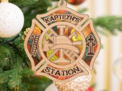Personalized Fire Department Suncatcher Ornament For Window Wall Hanging Home Decor, Car Hanging Interior Rearview