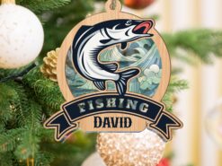 Personalized Fishing Suncatcher Ornament For Window Wall Hanging Home Decor, Car Hanging Interior Rearview
