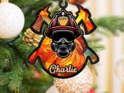 Personalized Firefighter Suncatcher Ornament For Window Wall Hanging Home Decor, Car Hanging Interior Rearview