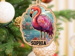 Personalized Flamingo Gift Suncatcher Ornament For Window Wall Hanging Home Decor, Car Hanging Interior Rear View
