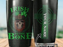 St Patricks Day Tumbler, Custom Name Irish Saint Patrick Day Skull Travel Mug Irish To Bone Stainless Steel Tumbler