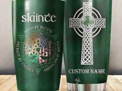 St Patricks Day Tumbler, Custom Name Irish Saint Patricks Day Travel Mug Irish By Blood Stainless Steel Tumbler