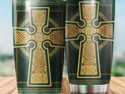 St Patricks Day Tumbler, Irish Celtic Cross Happy Saint Patrick's Day March Gift For Irish Lovers Stainless Steel Tumbler