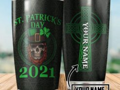 St Patricks Day Tumbler, Personalized Name Irish St Patrick Day Skull St Patrick Day 2022 Gift Stainless Steel Tumbler