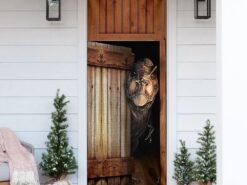 T-Rex Vintage Wood Door Cover - Unique Gifts Doorcover - Holiday Decor