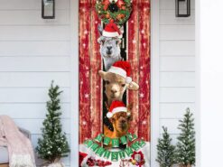 Three Alpacas Happy Place Door Cover - Front Door Christmas Cover - Christmas Outdoor Decoration