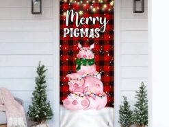 Three Pig Christmas Cattle Door Cover - Merry Pigmas - Unique Gifts Doorcover