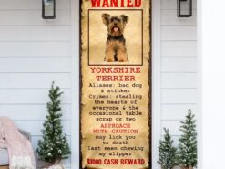 Wanted Yorkshire Terrier Door Cover - Xmas Outdoor Decoration - Gifts For Dog Lovers