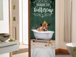 Wash Up Buttercup Cow Door Cover - Xmas Outdoor Decoration - Gifts For Dog Lovers