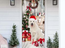 White German Shepherd Christmas Door Cover - Unique Gifts Doorcover