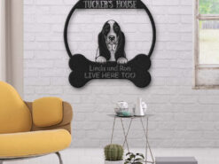 Basset Hound Dog Lovers Funny Personalized Custom Name Text Laser Cut Metal Signs