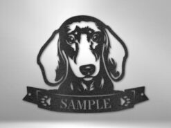 Dachshund Dog Face Custom Name Laser Cut Metal Sign Gift For Dog Lover