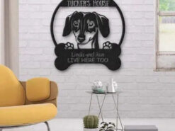 Dachshund's House Dog Lovers Custom Name Laser Cut Metal Signs For Dog Lover