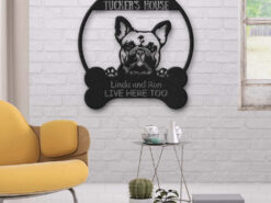 French Bulldog's House Dog Lovers Personalized Custom Name Laser Cut Metal Signs