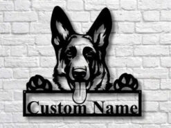 German Shepherd Dog Metal Sign Custom Name Laser Cut Metal Signs For Dog Lover